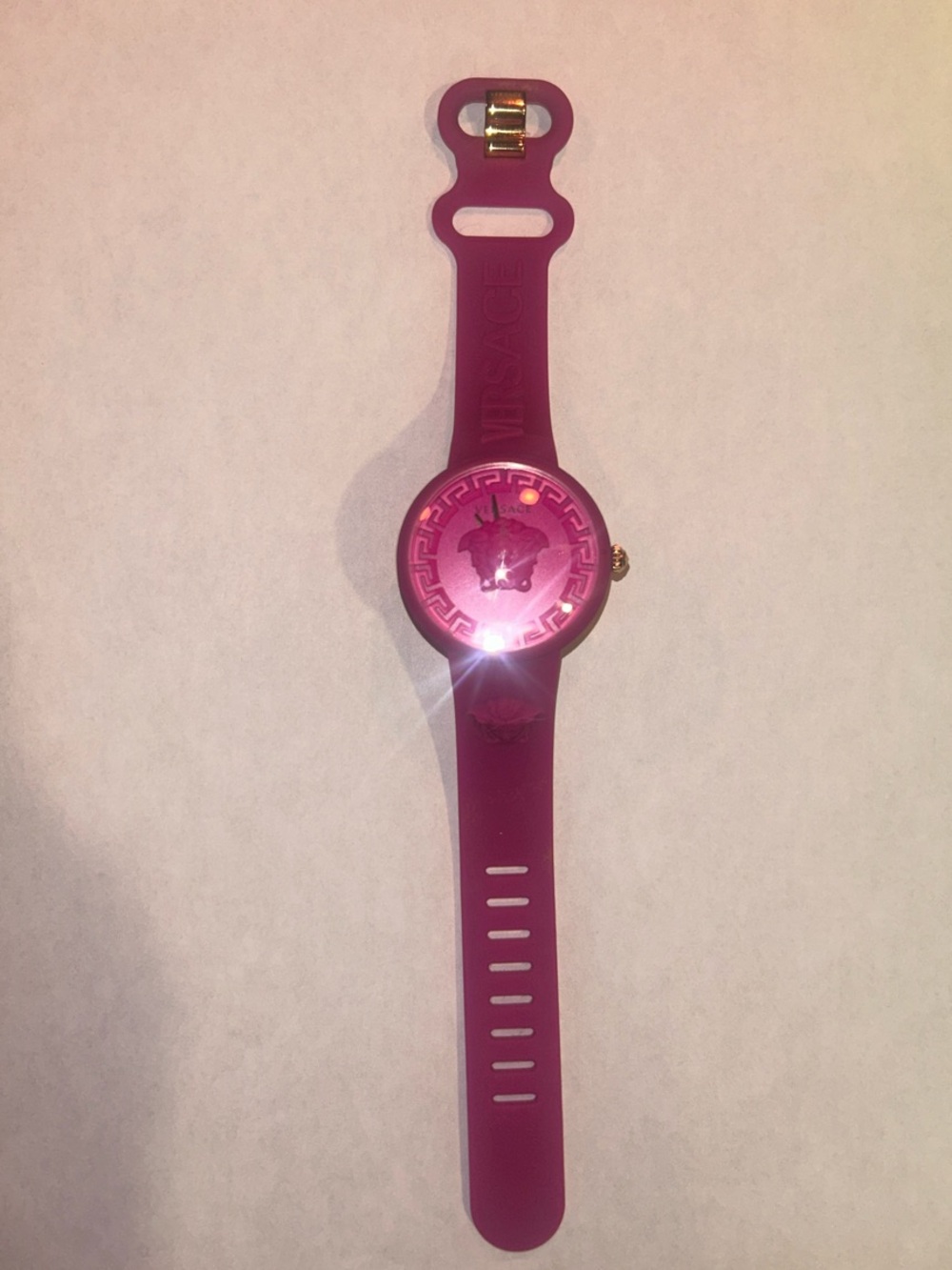 Versace Magenta Silicone Medusa Watch
